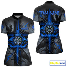 Load image into Gallery viewer, Personalized Raven Blue Flames Crown Darts Quarter-Zip  Shirts For Women Cross Dart Gothic Jerseys NYN2196