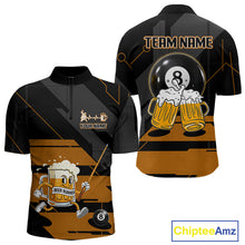 Load image into Gallery viewer, Funny Beer Play Pool 8 Ball Men's Billiard Team Shirt Custom Billiard Polo &amp; 1/4 Zip Attire NYN2471