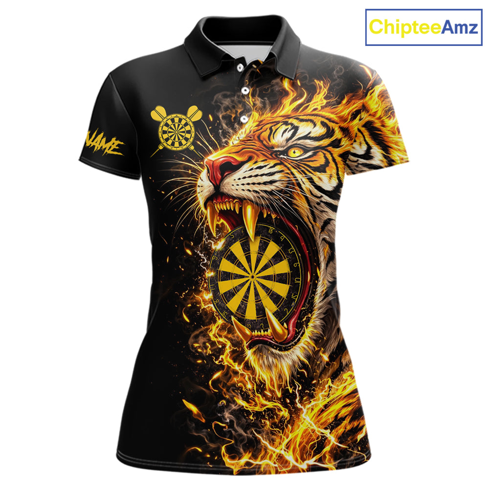 Yellow Horror Tiger Fire Flame Dartboard Custom Women Darts Polo League Shirts Dart Jerseys NYN2838