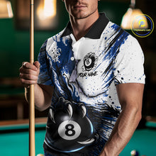 Load image into Gallery viewer, White And Blue Claws 8 Ball Billiard Pool Shirt For Men Custom Billiard Attire Team Jersey NYN3064