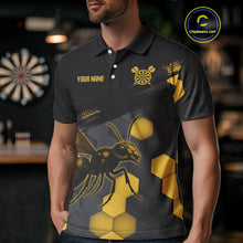 Load image into Gallery viewer, Custom Men's Darts Jersey With Ebony &amp; Amber Honeycomb Bee For Darts Jersey NYN0275