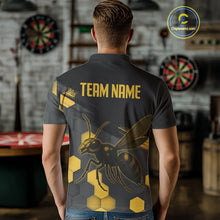 Load image into Gallery viewer, Custom Men's Darts Jersey With Ebony &amp; Amber Honeycomb Bee For Darts Jersey NYN0275