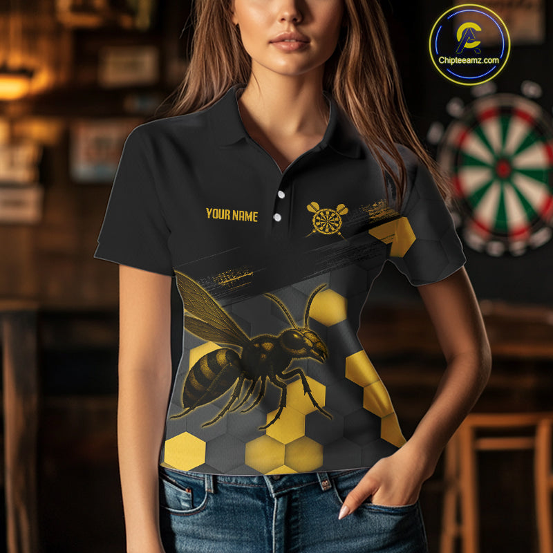 Custom Women's Darts Jersey With Ebony & Amber Honeycomb Bee For Darts Jersey NYN0275