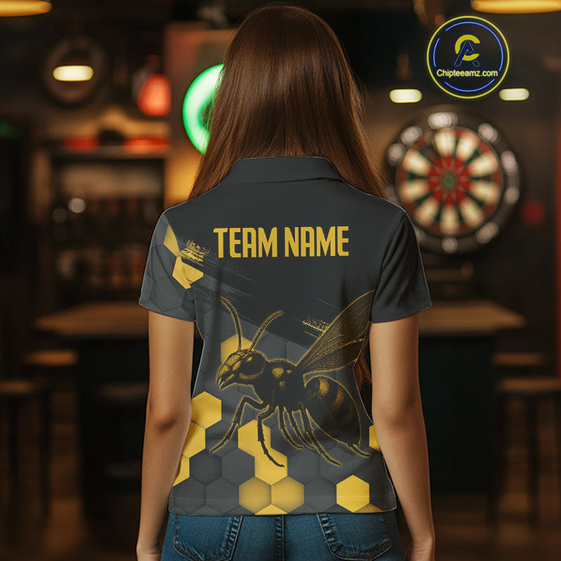 Custom Women's Darts Jersey With Ebony & Amber Honeycomb Bee For Darts Jersey NYN0275