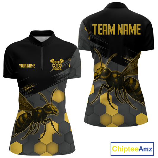 Custom Women's Darts Jersey With Ebony & Amber Honeycomb Bee For Darts Jersey NYN0275