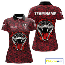 Load image into Gallery viewer, Women’s Darts Team Shirt Featuring Fierce Scarlet Cobra Head Snakeskin Pattern NYN0279