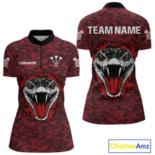 Load image into Gallery viewer, Women’s Darts Team Shirt Featuring Fierce Scarlet Cobra Head Snakeskin Pattern NYN0279
