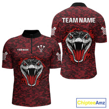 Load image into Gallery viewer, Men’s Darts Team Shirt Featuring Fierce Scarlet Cobra Head Snakeskin Pattern NYN0279