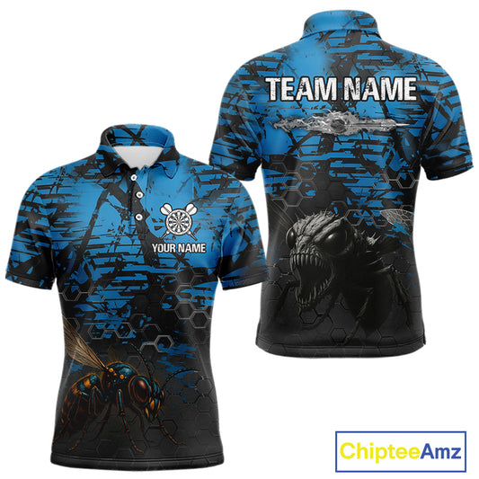 Men's Custom Darts Jersey With Blue Grunge Honeycomb Bee Pattern NYN0282