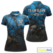 Load image into Gallery viewer, Women's Custom Darts Jersey With Blue Grunge Honeycomb Bee Pattern NYN0282