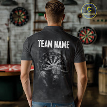 Load image into Gallery viewer, Custom Men's Darts Shirt With Shadow Bison &amp; Cracked Stone Texture, Darts Jersey NYN0284