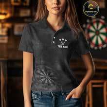 Load image into Gallery viewer, Custom Women's Darts Shirt With Shadow Bison &amp; Cracked Stone Texture, Darts Jersey NYN0284