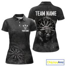 Load image into Gallery viewer, Custom Women's Darts Shirt With Shadow Bison &amp; Cracked Stone Texture, Darts Jersey NYN0284