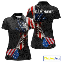 Load image into Gallery viewer, Custom American Flag Dart Arrow Black Dart Women Polo Shirt Patriotic Dart Team Jerseys NYN1625