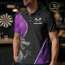 Load image into Gallery viewer, Grey Dragons Purple &amp; Black Dartboard Darts Shirt For Men - Custom Darts Uniform NYN0533