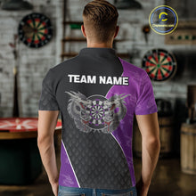 Load image into Gallery viewer, Grey Dragons Purple &amp; Black Dartboard Darts Shirt For Men - Custom Darts Uniform NYN0533