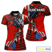 Load image into Gallery viewer, Custom American Flag Dart Arrow Black &amp; Red Dart Women Polo Shirt Patriotic Dart Jerseys NYN1626