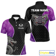 Load image into Gallery viewer, Grey Dragons Purple &amp; Black Dartboard Darts Shirt For Men - Custom Darts Uniform NYN0533
