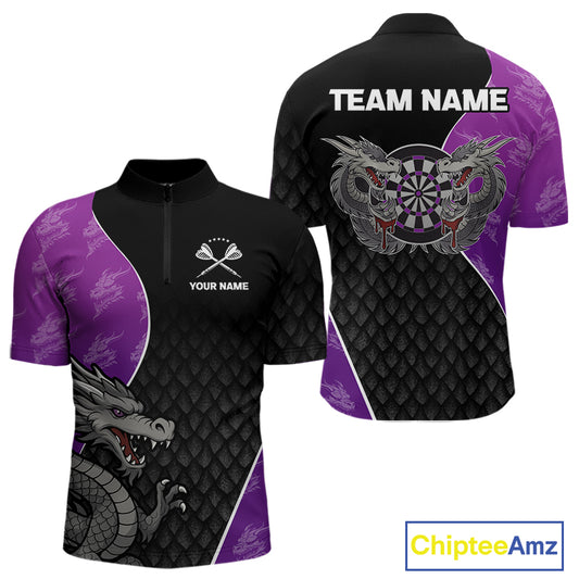 Grey Dragons Purple & Black Dartboard Darts Shirt For Men - Custom Darts Uniform NYN0533