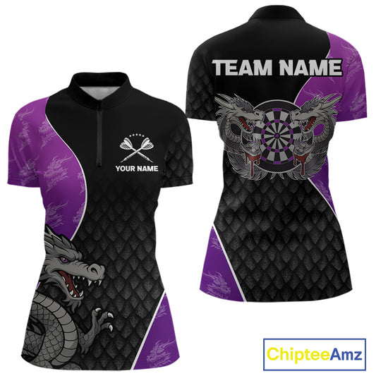 Grey Dragons Purple & Black Dartboard Darts Shirt For Women - Custom Darts Uniform NYN0533