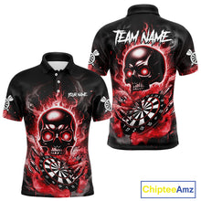 Load image into Gallery viewer, Custom Fire Flame Dartboard Lightning Red Skull Dart Men Polo Jerseys Dart Team Shirt NYN1673