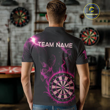Load image into Gallery viewer, Custom Pink Smokes Butterfly Flame Dartboard Dart Men Polo Jerseys Dart Team Shirt NYN1676