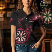 Load image into Gallery viewer, Custom Red Smokes Butterfly Flame Dartboard Dart Women Polo Jerseys Dart Team Shirt NYN1678