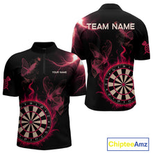Load image into Gallery viewer, Custom Red Smokes Butterfly Flame Dartboard Dart Men Quarter-Zip Jerseys Dart Team Shirt NYN1678