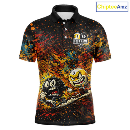 Colorful Splatter Funny Billiard Ball 9 & 8 Ball Pool Shirt For Men Personalized Billiard Team Names NYN2693