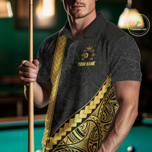 Load image into Gallery viewer, Polynesian Tribal Gold Crown 8 Ball Billiard Pool Shirt For Men Custom Outfits Billiard Team Attire NYN3218