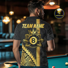 Load image into Gallery viewer, Polynesian Tribal Gold Crown 8 Ball Billiard Pool Shirt For Men Custom Outfits Billiard Team Attire NYN3218