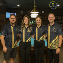 Load image into Gallery viewer, Polynesian Tribal Gold Crown 8 Ball Billiard Pool Shirt For Men Custom Outfits Billiard Team Attire NYN3218