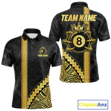 Load image into Gallery viewer, Polynesian Tribal Gold Crown 8 Ball Billiard Pool Shirt For Men Custom Outfits Billiard Team Attire NYN3218
