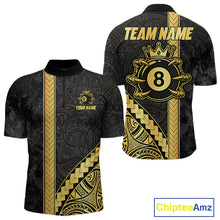 Load image into Gallery viewer, Polynesian Tribal Gold Crown 8 Ball Billiard Pool Shirt For Men Custom Outfits Billiard Team Attire NYN3218