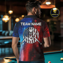Load image into Gallery viewer, Red - Blue Grunge American Flag Billiard Pool Shirt For Men Personalized Patriot Billiard Team Attire NYN3219