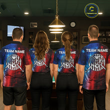 Load image into Gallery viewer, Red - Blue Grunge American Flag Billiard Pool Shirt For Men Personalized Patriot Billiard Team Attire NYN3219