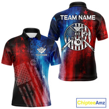 Load image into Gallery viewer, Red - Blue Grunge American Flag Billiard Pool Shirt For Men Personalized Patriot Billiard Team Attire NYN3219