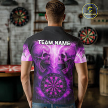 Load image into Gallery viewer, Electric Purple Skulls &amp; Dartboard Darts Shirt For Men - Custom Dart Player Jersey NYN0539