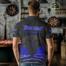 Load image into Gallery viewer, Barbed Wire &amp; Grunge Dartboard Blue Darts Shirt  For Men - Custom Name For Players NYN0547