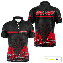 Load image into Gallery viewer, Barbed Wire &amp; Grunge Dartboard Red Darts Shirt  For Men - Custom Name For Players NYN0548