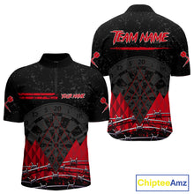 Load image into Gallery viewer, Barbed Wire &amp; Grunge Dartboard Red Darts Shirt  For Men - Custom Name For Players NYN0548