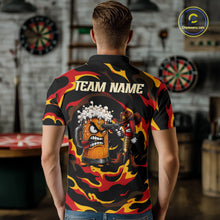 Load image into Gallery viewer, Male dart player wearing Angry Beer Cowboy custom dart shirt, competitive dart apparel and league uniform