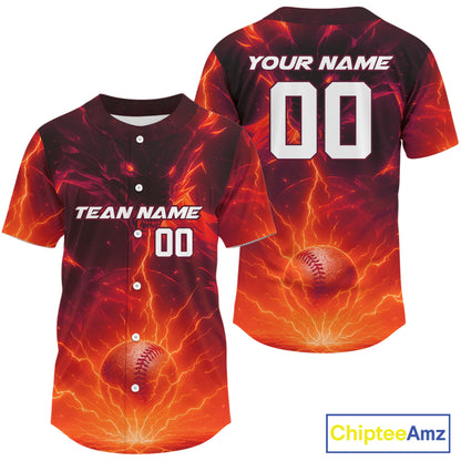 Red Custom Lightning Dragon Baseball Ball Jerseys For Men Youth Baseball Team Shirts NYN1075