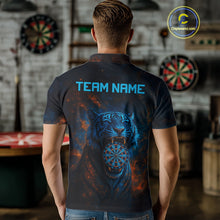 Load image into Gallery viewer, Custom Blue Orange Galaxy Tiger Dartboard Dart Polo Shirt For Men Dart Tournament Jerseys NYN1422