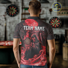 Load image into Gallery viewer, Custom Red Grim Reaper Fire Flames Dart Men Polo Jerseys Outfits Skull Dart Shirt NYN1682