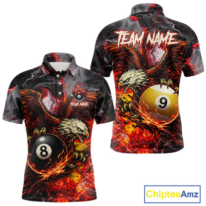 Eagle Fire Flame Pool 9 Ball & 8 Ball Men's Billiard Shirt Custom Billiard Polo & 1/4 Zip Attire NYN2494