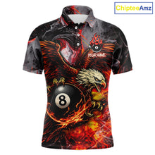 Load image into Gallery viewer, Eagle Fire Flame Pool 9 Ball &amp; 8 Ball Men's Billiard Shirt Custom Billiard Polo &amp; 1/4 Zip Attire NYN2494