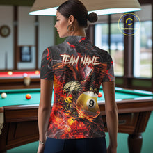 Load image into Gallery viewer, Eagle Fire Flame Pool 9 Ball &amp; 8 Ball Women's Billiard Shirt Custom Billiard Polo &amp; 1/4 Zip Attire NYN2494