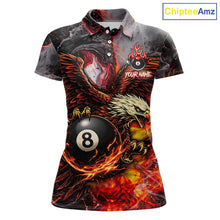 Load image into Gallery viewer, Eagle Fire Flame Pool 9 Ball &amp; 8 Ball Women's Billiard Shirt Custom Billiard Polo &amp; 1/4 Zip Attire NYN2494