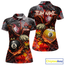 Load image into Gallery viewer, Eagle Fire Flame Pool 9 Ball &amp; 8 Ball Women's Billiard Shirt Custom Billiard Polo &amp; 1/4 Zip Attire NYN2494